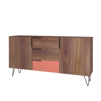 Manhattan Comfort 403AMC229 Beekman 62.99 Sideboard with 4 Shelves in Brown and Pink
